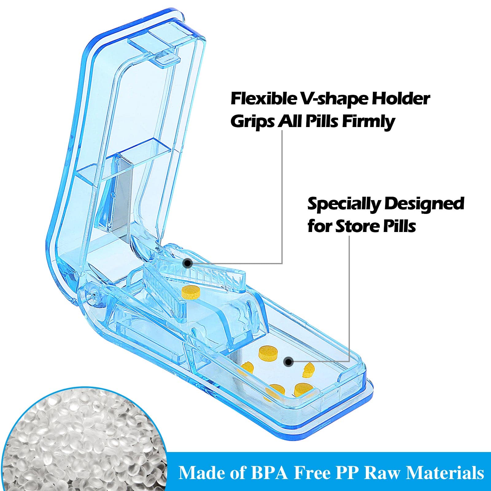 Nuanchu 12 Pieces 12 Pieces Pill Cutter Portable Medicine Holder with Stainless Steel Blade Easy Cut for Cutting Pills Tablet in