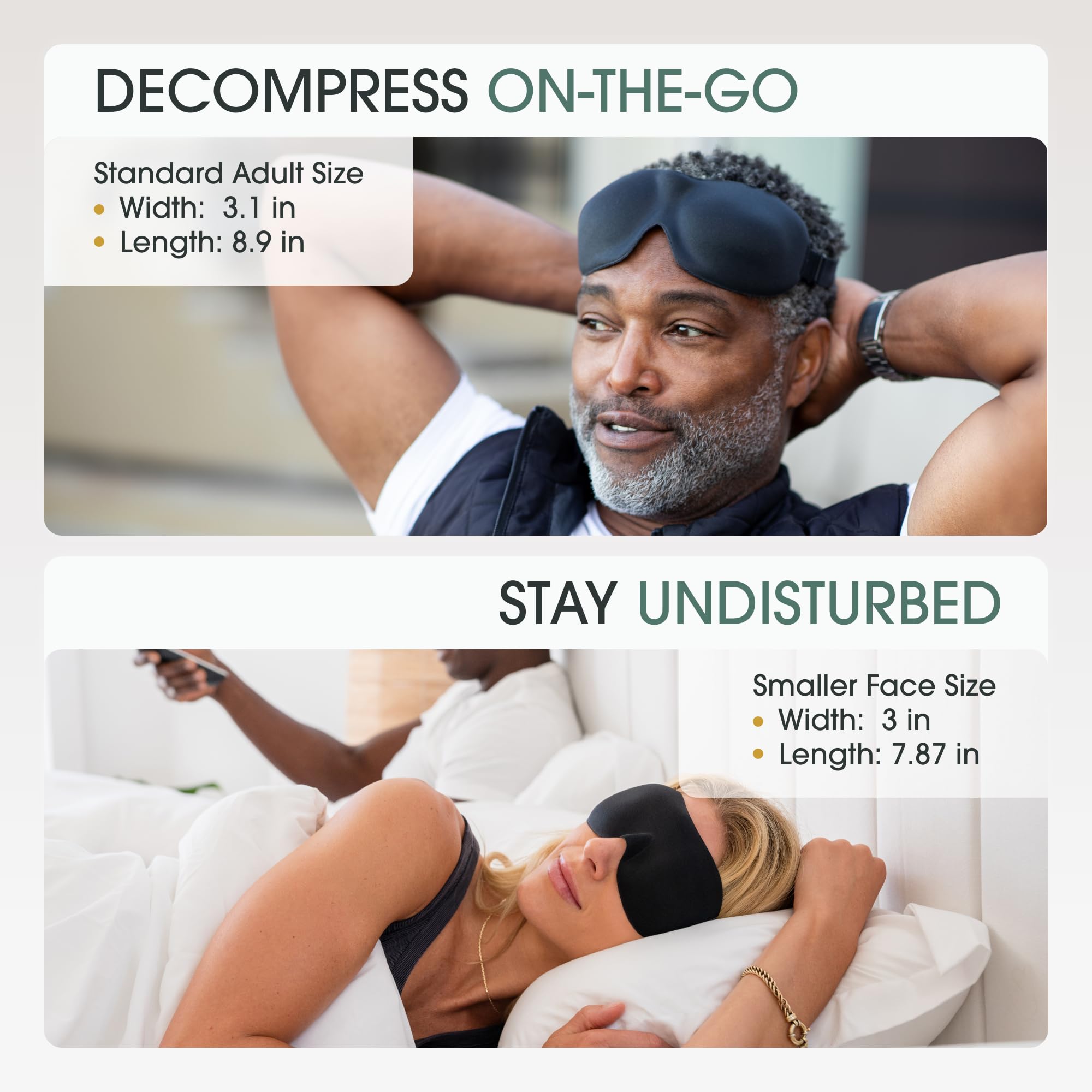 Nidra Sleep Mask, Contoured Blackout Sleeping Mask, for Men & Women - Standard Size, Blue