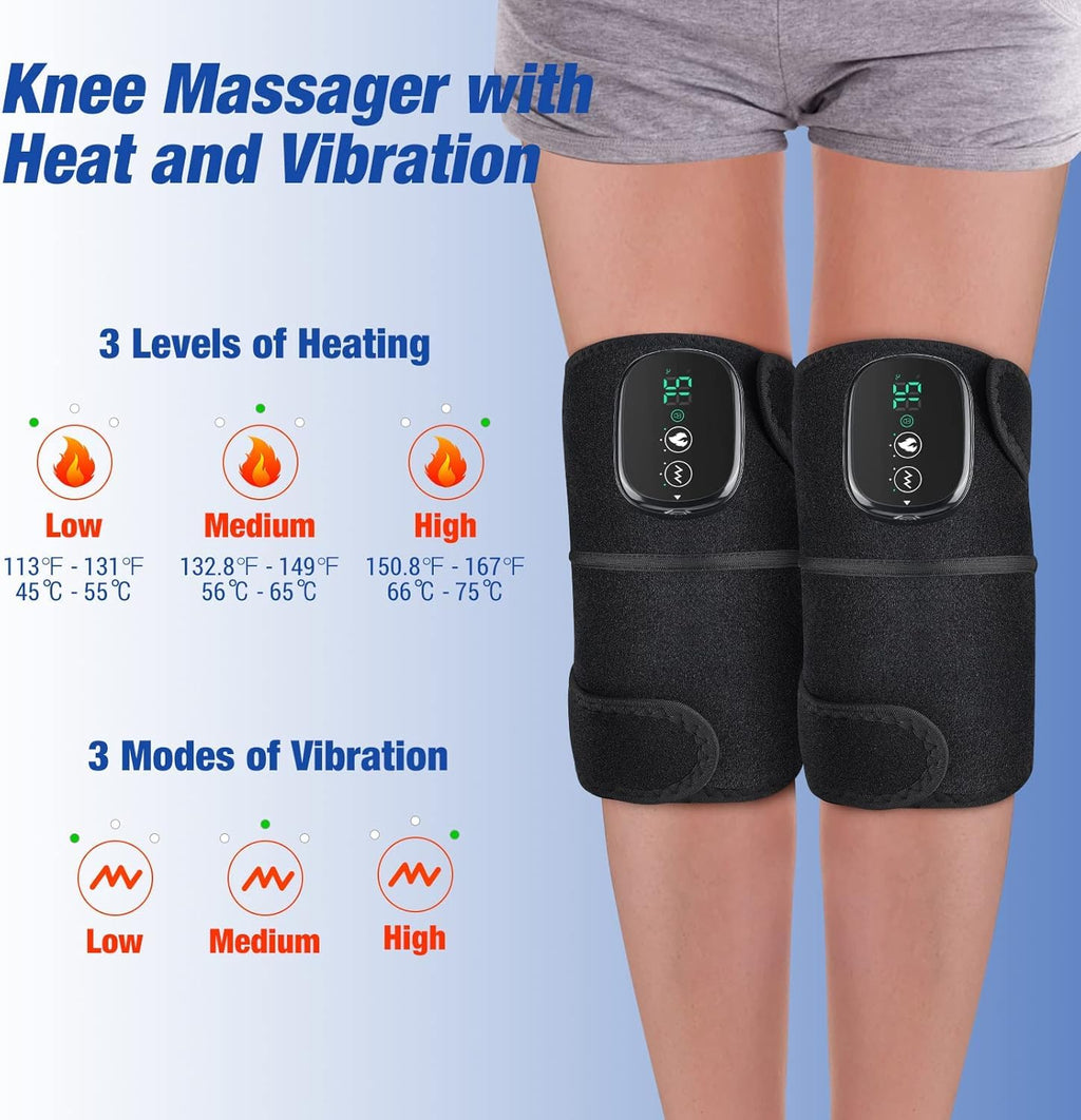 Knee Massager for Circulation, Knee Heating Pad for Arthritis with Massage, Heated Knee Massager with Heat and Vibration
