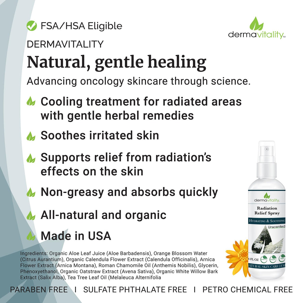 Radiation Burn Relief Spray - Calendula Spray for Radiation Treatment, Unscented, Fragrance Free, Natural Organic Plant Based Mo