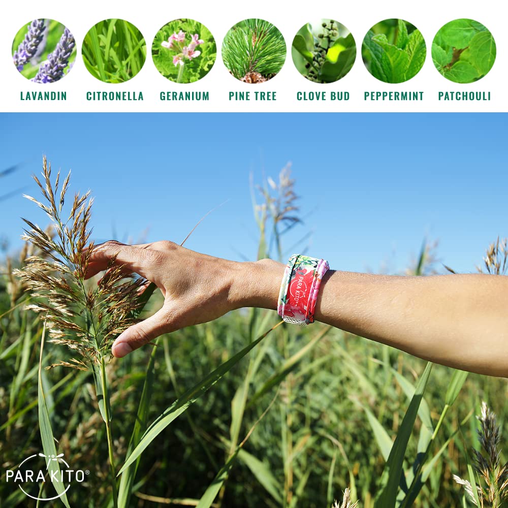 PARAKITO Mosquito Repellent Bracelets + Refill Pellets Bundle | w/Peppermint Oil, Essential Oils | Hiking & Camping Accessories
