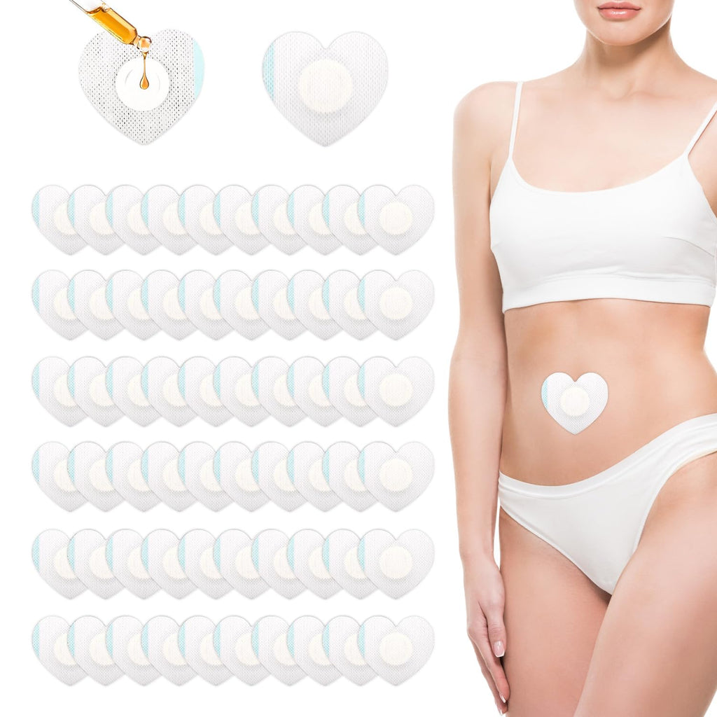 Gosknor 60pcs Castor Oil Wrap for Belly Button, 2.76x2.36 Inch Heart Shape Castor Patches Self-Adhesive & Highly Absorbent Belly