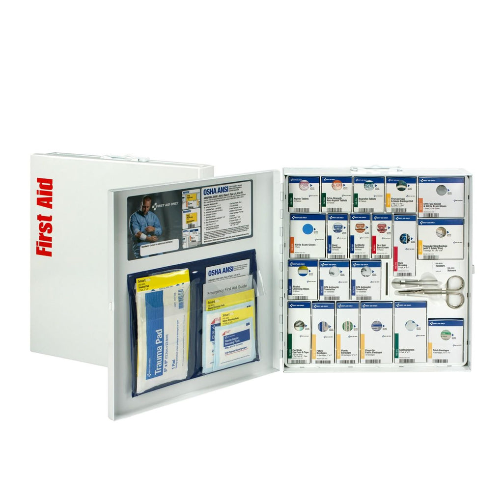 First Aid Only 50-Person SmartCompliance First Aid Kit for Businesses, ANSI A+ Compliant Metal First Aid Cabinet with Medication
