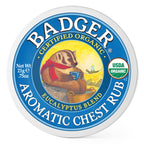 Badger - Aromatic Chest Rub, Eucalyptus & Mint, Certified Organic, Soothing Vapor Rub with Lavender, Essential Oils, Baby Chest 