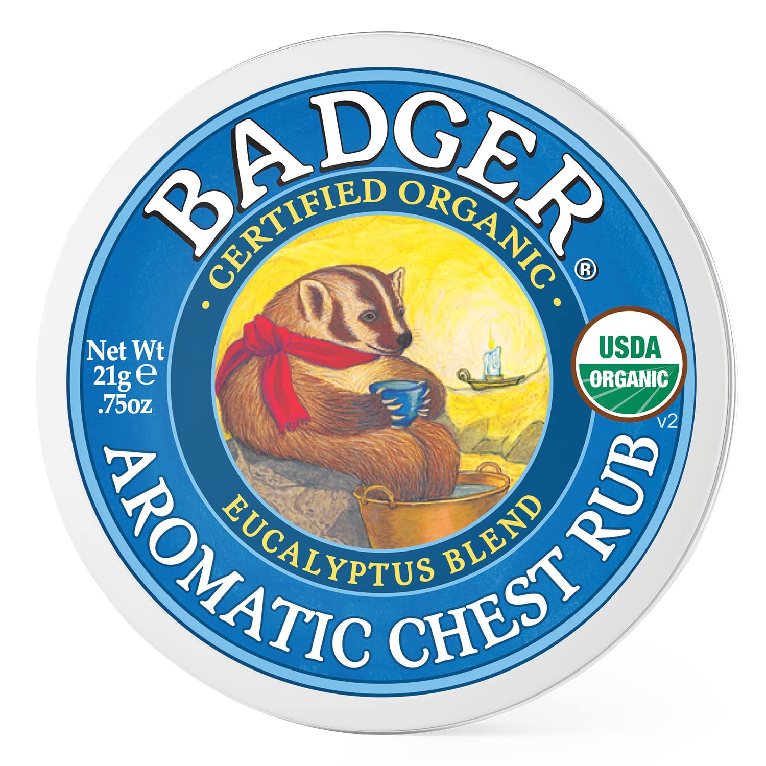Badger - Aromatic Chest Rub, Eucalyptus & Mint, Certified Organic, Soothing Vapor Rub with Lavender, Essential Oils, Baby Chest 