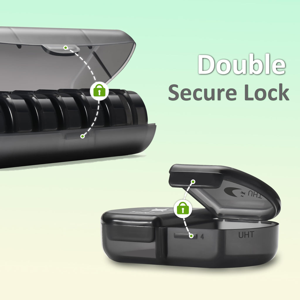 Fullicon Large Capacity Pill Organizer, Secure Pill Case with Durable Printing, Spill Proof Daily Pill Organizer, 7 Day Pill Box