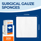200 Pack 4x4 Inch Gauze Sponges 8-Ply, 100% Cotton Large Gauze Pads for Wound Care, Highly Absorbent Bulk Hospital-Grade First A