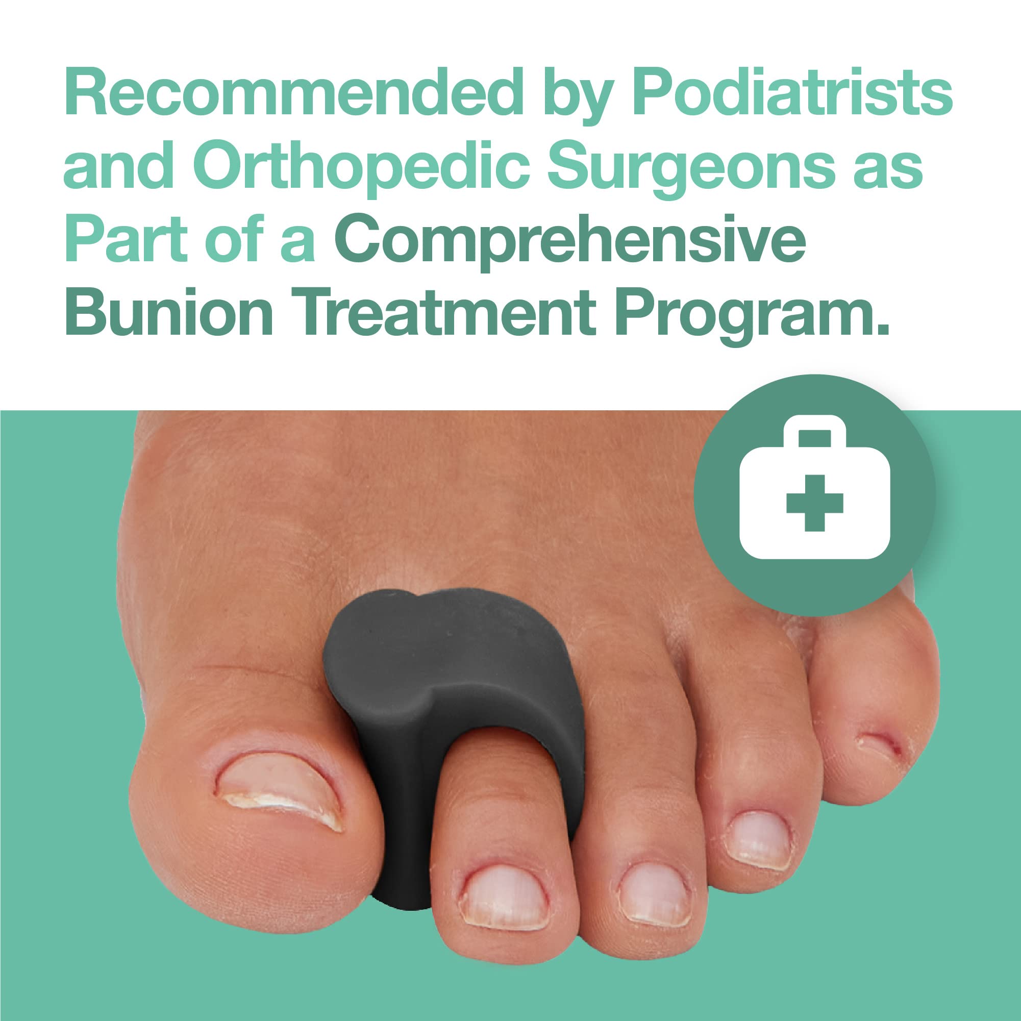 ZenToes Gel Toe Separators for Overlapping Toes, Bunions, Big Toe Alignment, Corrector and Spacer - 4 Pack (Black)