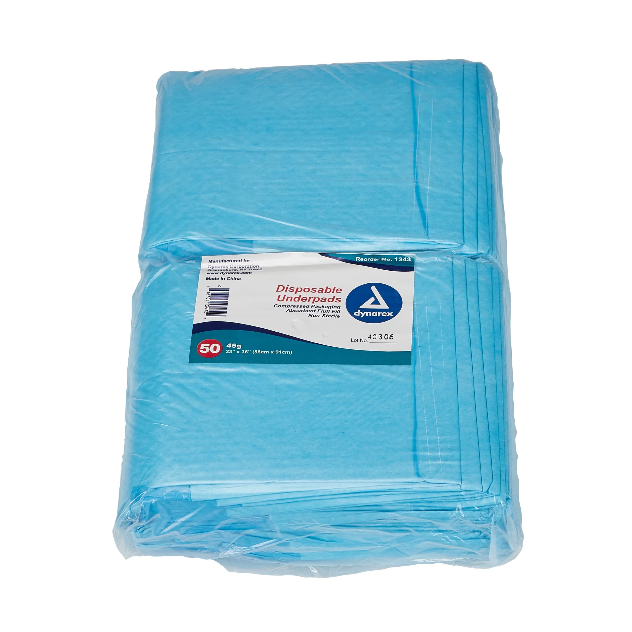 Dynarex #1343 Underpads, 23x36 in. 45 gram, 150 ct (3/50s)