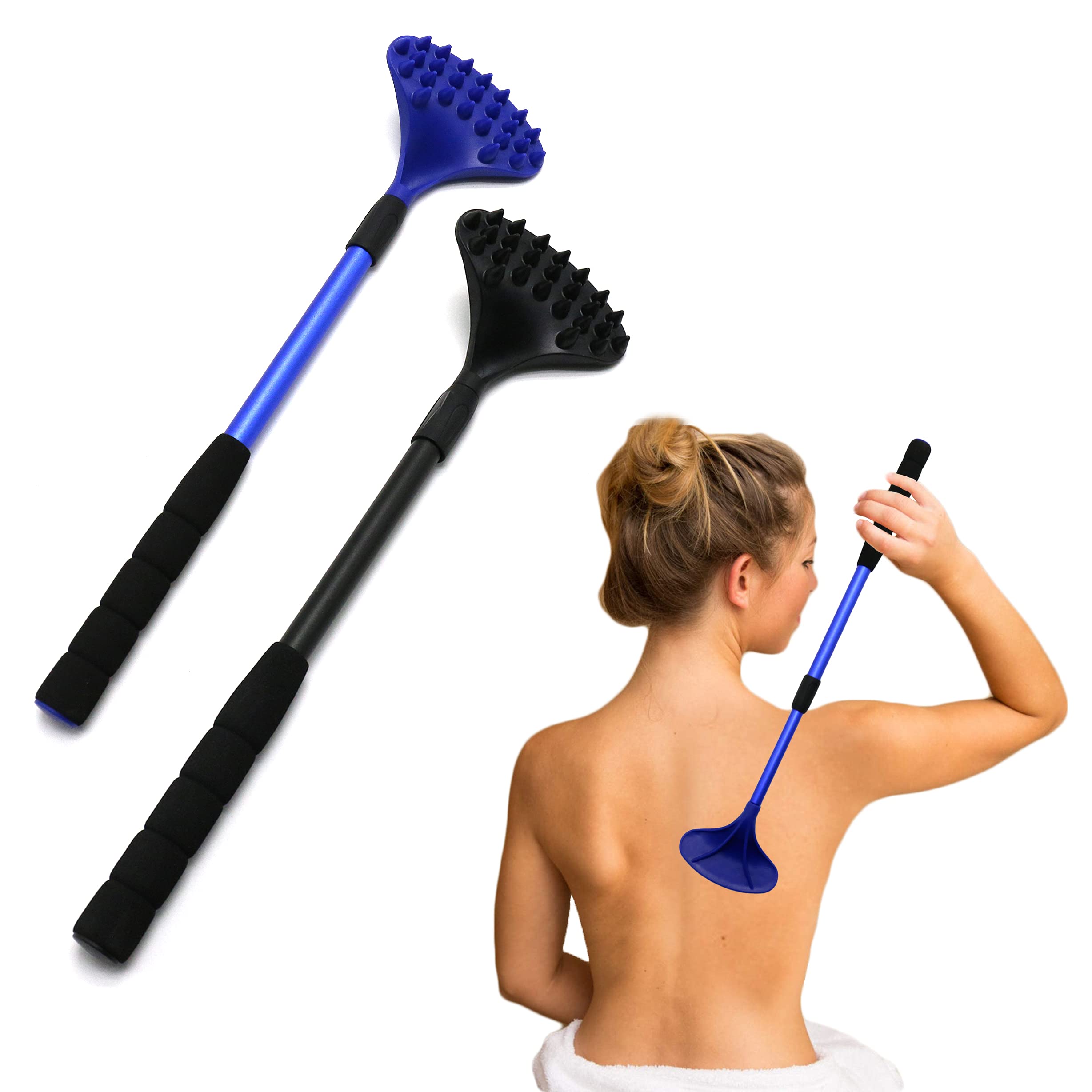 EASACE 2 Pack Back Scratcher for Women Men Extendable with Strong ABS Massage Head, 21inch Body Scratcher for Adults - Pets Comp
