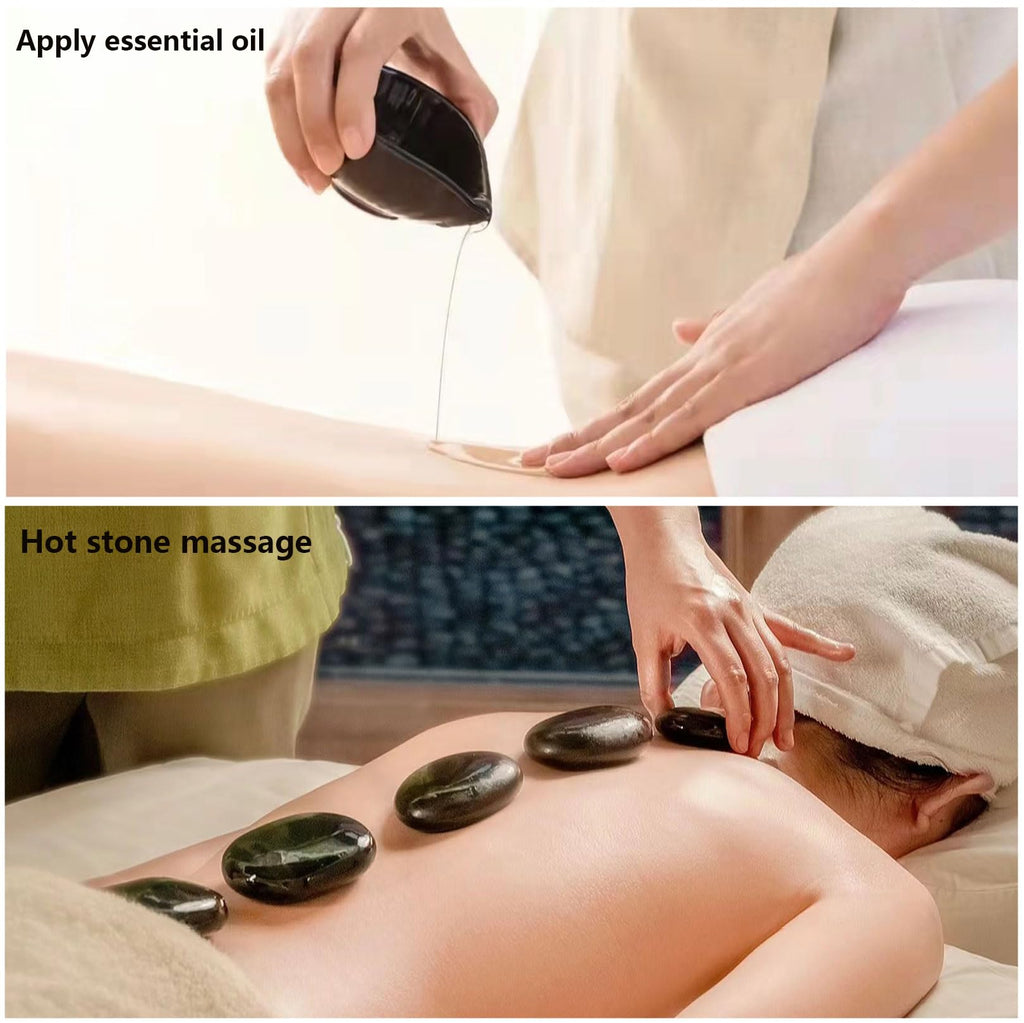MINGJISHIYE Hot Stone Massage, 3 Piece Set Large Oval Hot Stone 3.58x2.78x1.19 inches, Basalt Home spa, Relaxation, Massage Trea