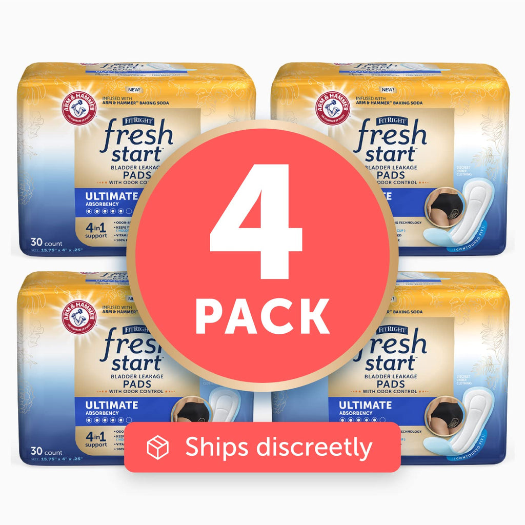 FitRight Fresh Start Postpartum and Incontinence Pads for Women, Ultimate Absorbency (120 Count) Bladder Leakage Pads with The O