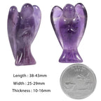 mookaitedecor Set of 5 Amethyst Crystal Angel Figurines, 1.5 inch Mini Guardian Angel Statue Carving Pocket Stone Sculpture for