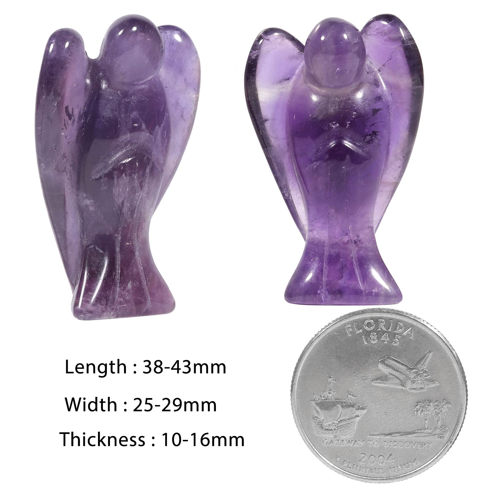 mookaitedecor Set of 5 Amethyst Crystal Angel Figurines, 1.5 inch Mini Guardian Angel Statue Carving Pocket Stone Sculpture for
