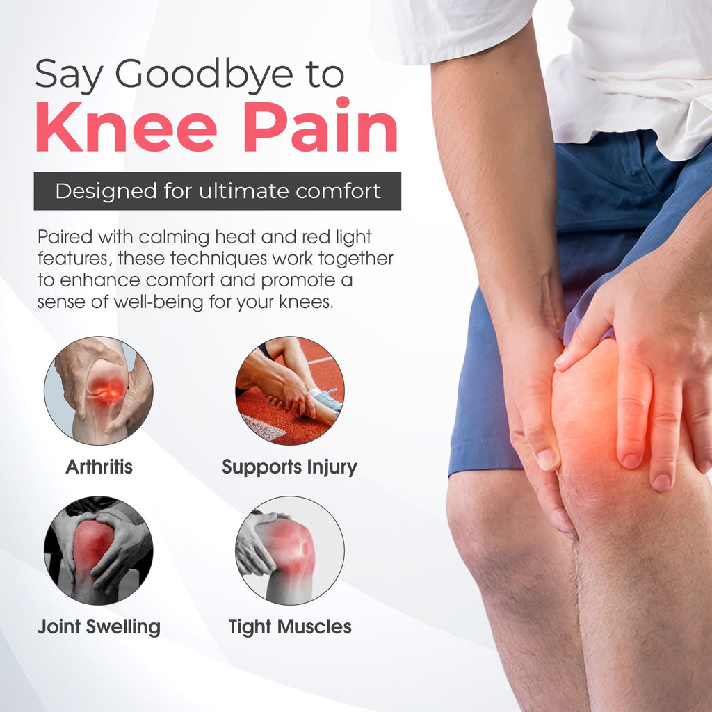 zinbox Upgraded 4-in-1 Portable Knee Massager w/Red Light, Vibration Massage, & Soothing Heat for Relaxation, Comfort Everyday -