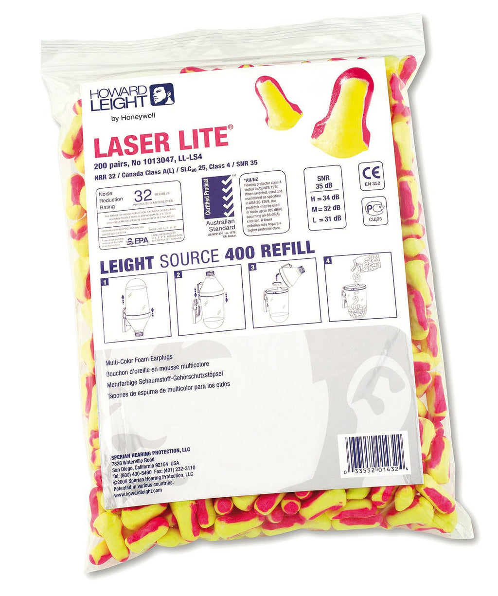 Howard Leight LL-LS4 Laser Lite Earplug Refill for Leight Source 400 Dispenser (200 Pairs)