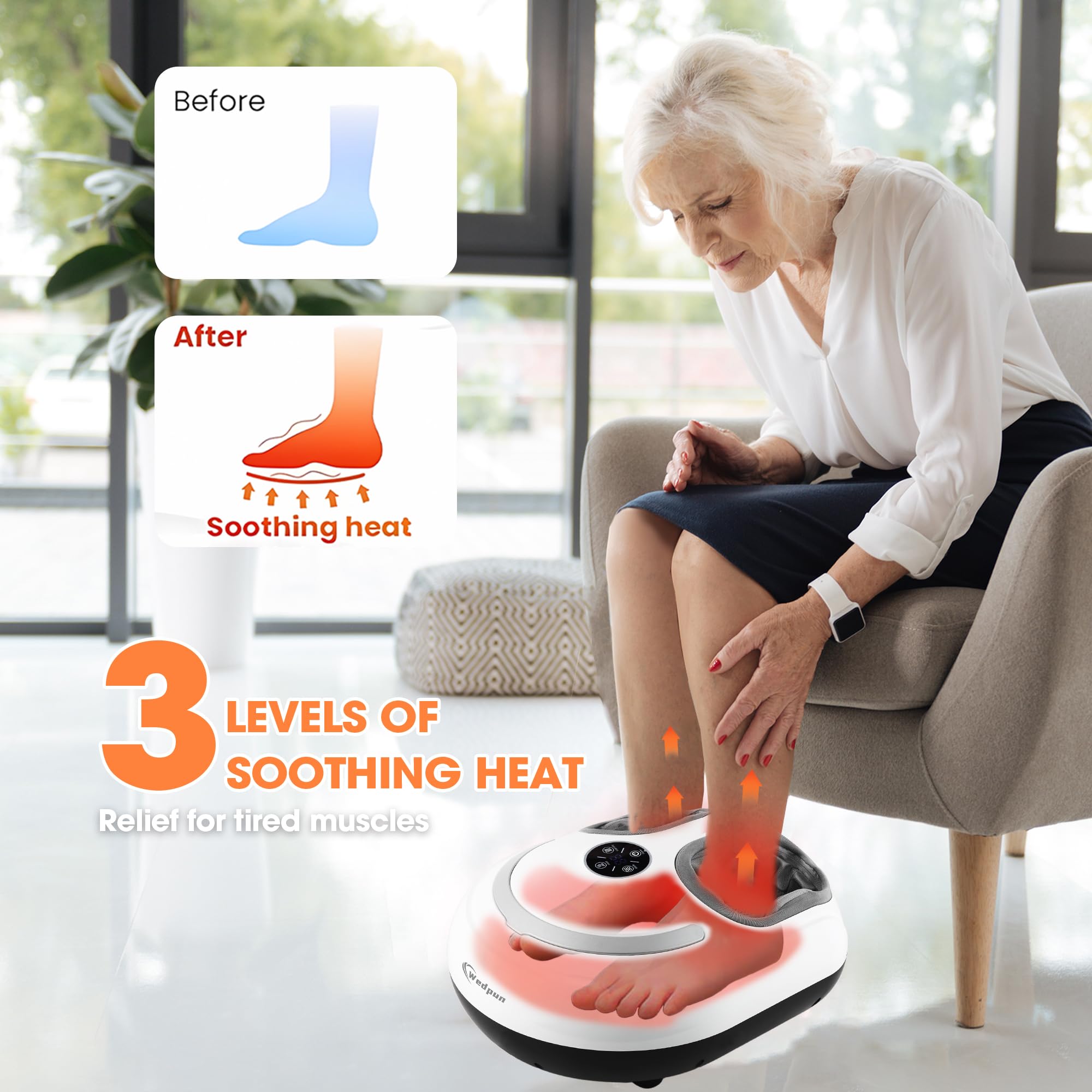 Wedpun Foot Massager with Heat Shiatsu Foot Massager with Remote Deep Relief for Tired Muscles Electric Feet Massage Machine for