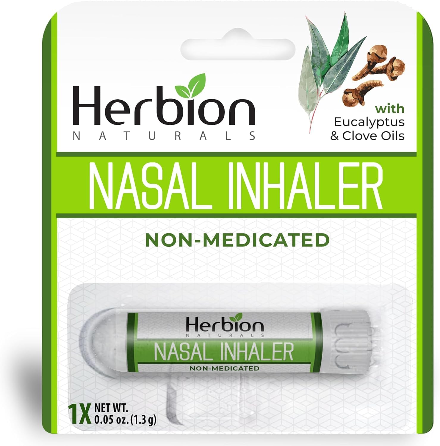 Herbion Naturals Nasal Inhaler Non-Medicated, 0.05 Fl Oz (1.5ml) - Relieves Nasal Congestion & Blockage, Sinusitis & Allergic Co
