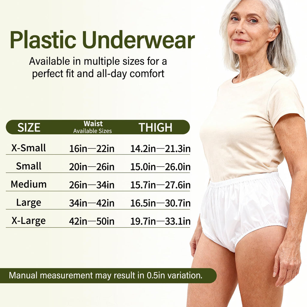 Florith Adult Diaper Cover Plastic Pants, Washable Reusable Waterproof Underwear, Rubber Pants for Adults with Leak Protection,