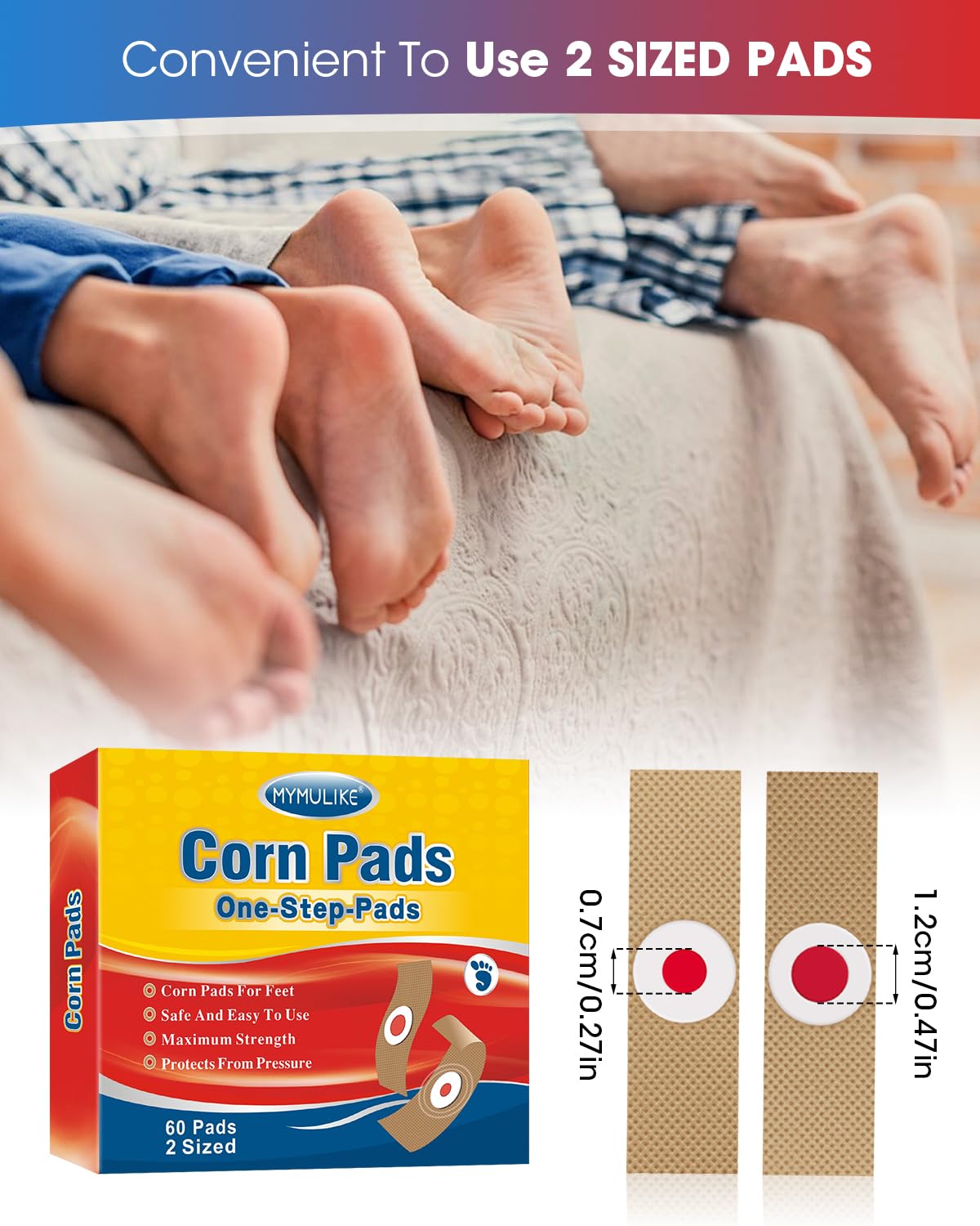 MYMULIKE Corn Removers for Feet 60 Pack, 30 Large Size and 30 Small Size Foot Corn Removers, 2 Size Corn Removers for Toe (60 Co