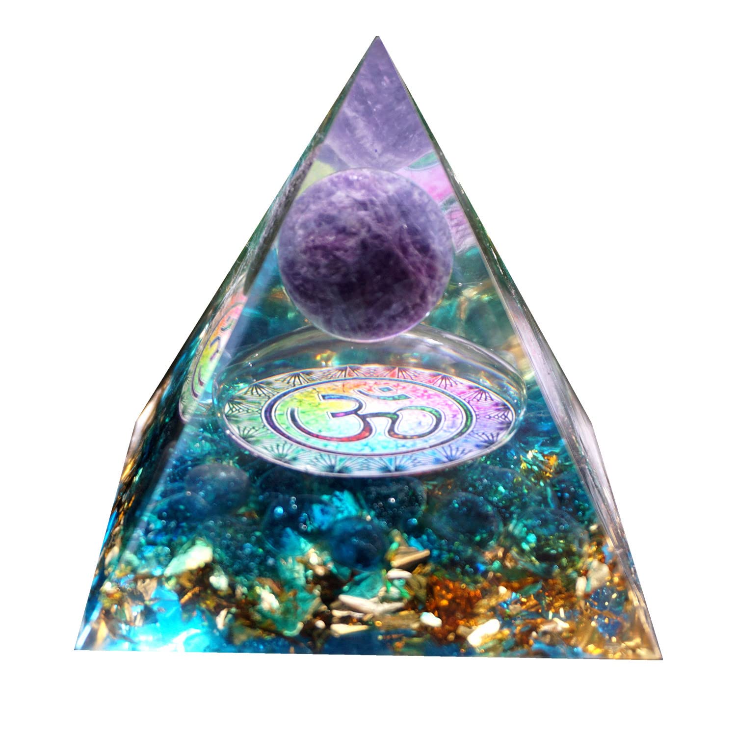 Besorgone Orgonite Pyramid for Positive Energy Amethyst Sphere Chakra Orgone with Blue Quartz Crystal Healing Stones Attract Wea