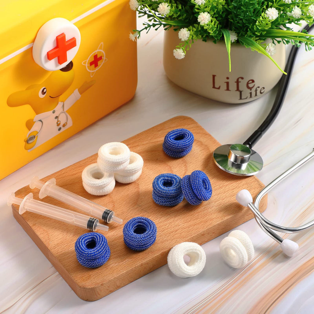 Nuanchu Tubular Bandage Finger Roll Cotton Finger Cots Elastic Thumb Gloves Dressings Fingertips Gauze Blue White Disposable Ban