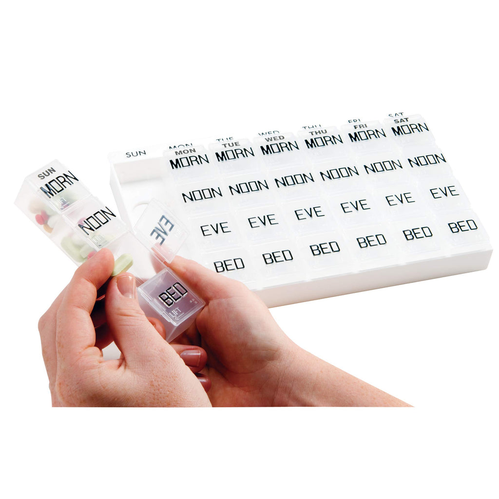 Apex Medi Chest Large Pill Organizer - Medicine Organizer w/Seven Removable Pill containers - Weekly Pill Organizer w/Morning, n