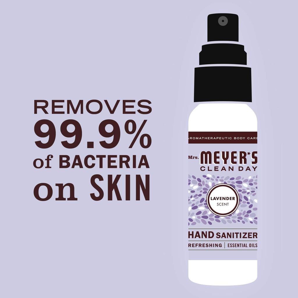 MRS. MEYER S CLEAN DAY Antibacterial Hand Sanitizer Spray, Travel Size, Lavender, 2 oz (Pack of 12)