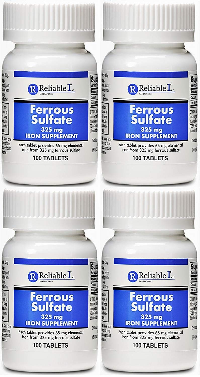 Iron Supplement Ferrous Sulfate 325mg by Reliable 1 | Iron Pills for Women and Men | Iron Supplements for Anemia and Iron Defici