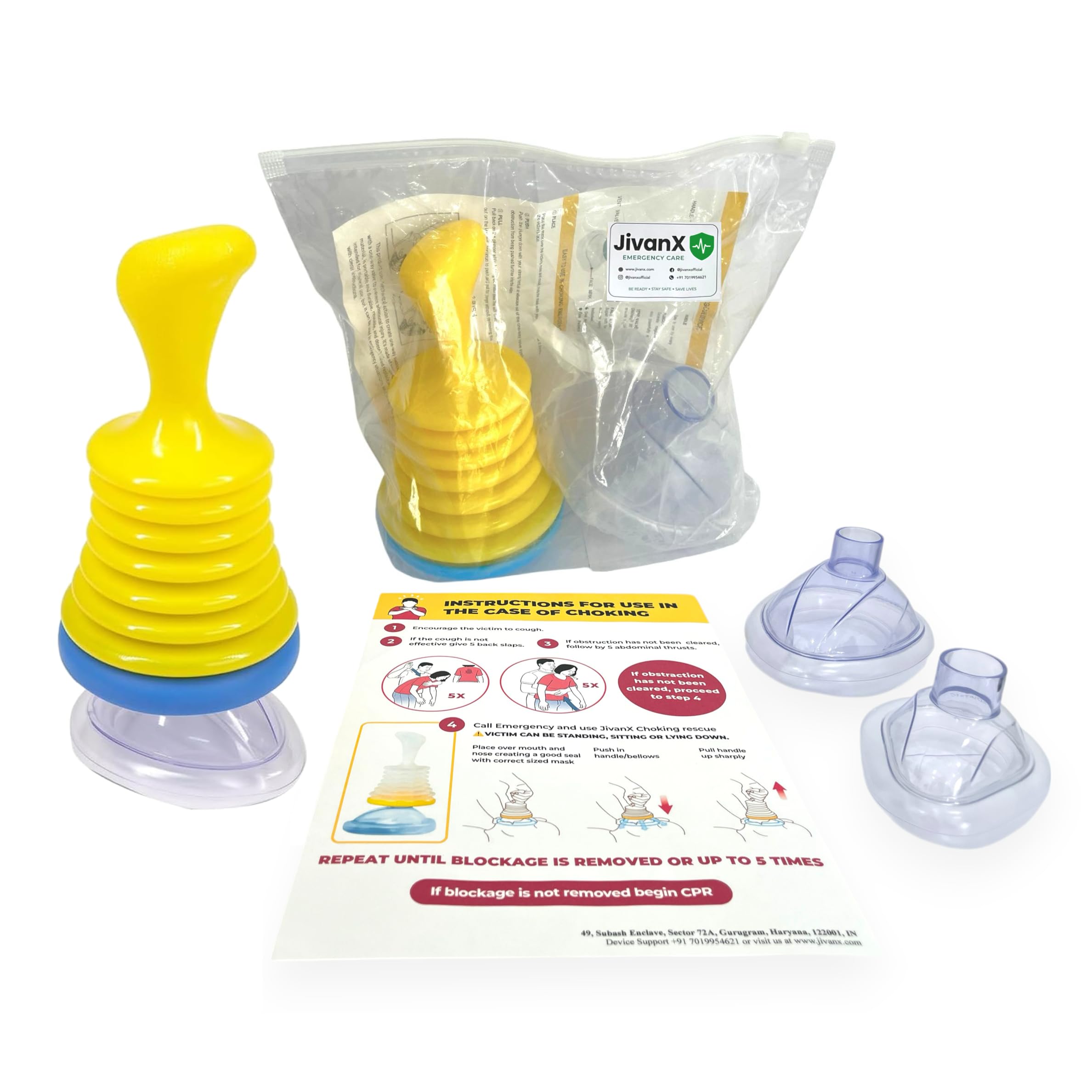 Jivanx AntiChoking Device  Choking Rescue Suction Kit For Kids & Adults | First Aid Airway Clearing Device For Home, Travel & 