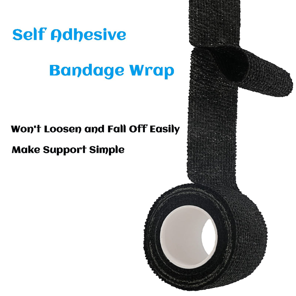 24 Rolls Black Elastic Self Adhesive Bandage Wrap, Breathable Flexible Fabric Non Woven Cohesive Bandage, Ankle Sprains Swelling
