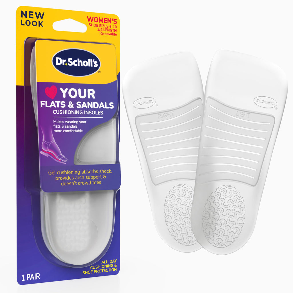 Dr. Scholl s Love Your Flats & Sandals, 3/4 Length Insoles for Women, Shoe Size 6-10: All-Day Comfort Shoe Inserts for Women wi