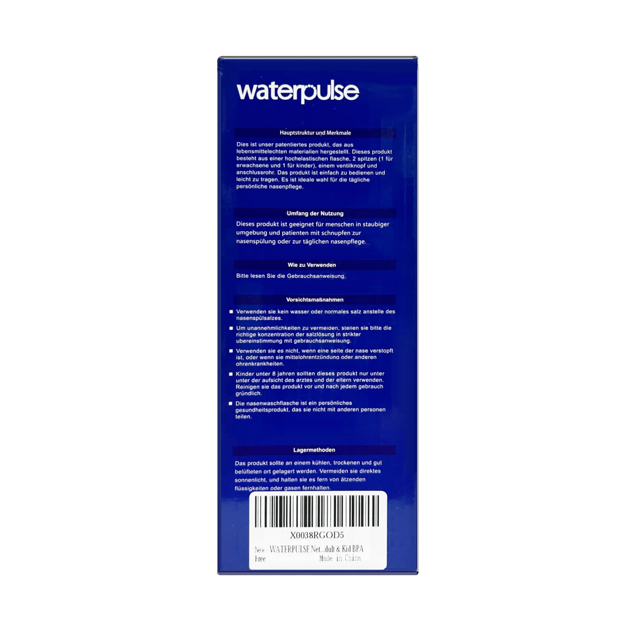 WATERPULSE Neti Pot, Sinus Rinse Nasal Wash 300ML Neti-Pot with 45 Nasal Wash Salt Packets and Sticker Thermometer,Nose Washing