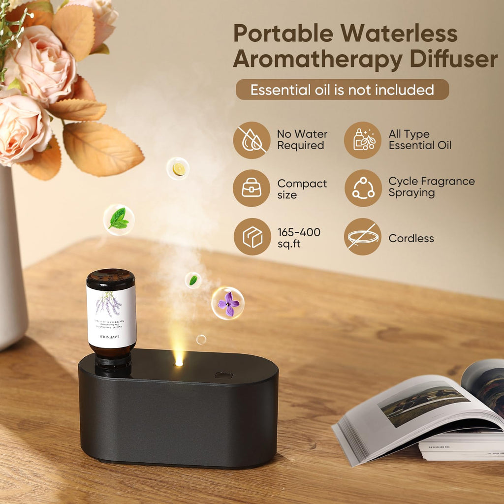 Waterless Diffuser for Home Essential Oil Diffuser, Aromatherapy Diffuser, Portable Scent Diffusers, 3 Mist Modes, Cycle Start f