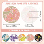 Geiserailie 30 PCS Adhesive Patch Compatible with Dexcom G7 Pre-Cut Flowers Pink Bow NO Glue in The Center Sensor Cover for Cont