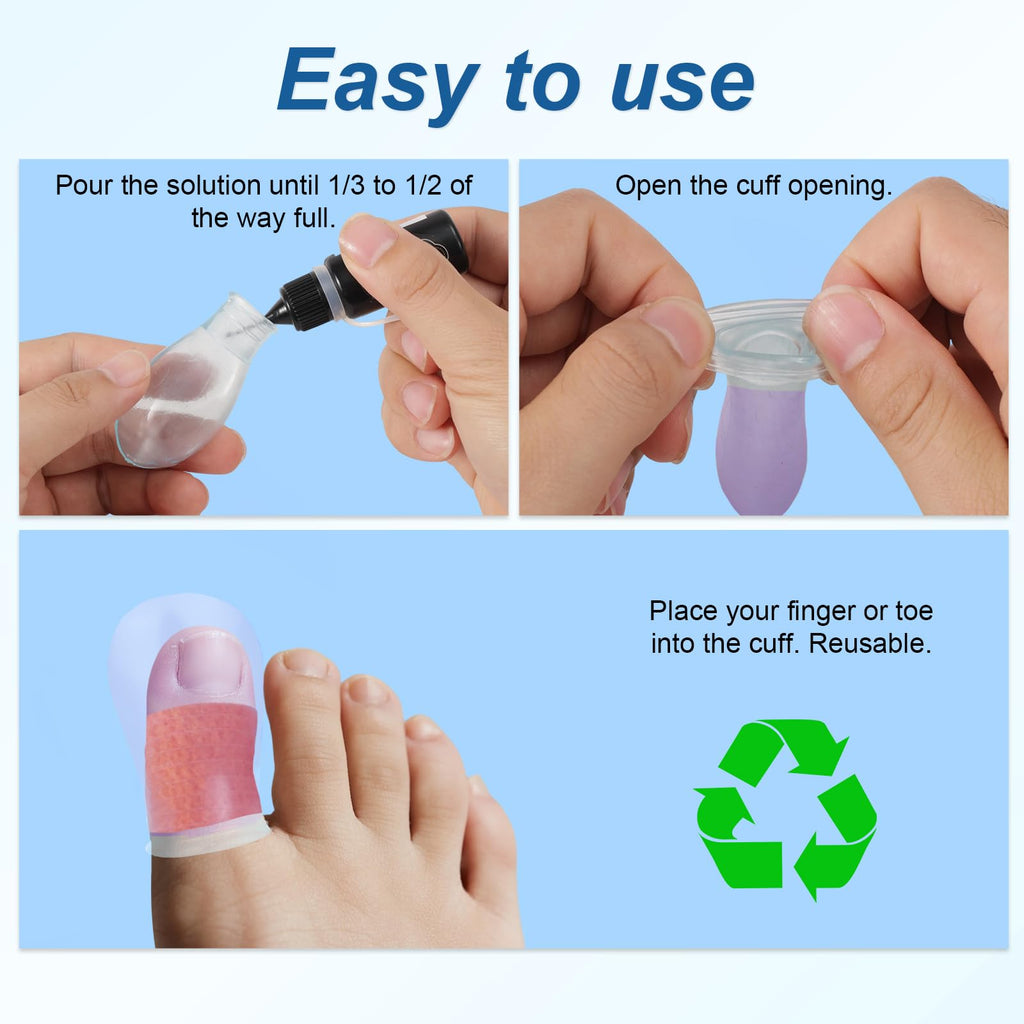 4pcs Waterproof Toe Protector, Reusable Silicone Toe Sleeve with Nursing Bandage for Shower Swimming Pedicure Manicure Nail Soak