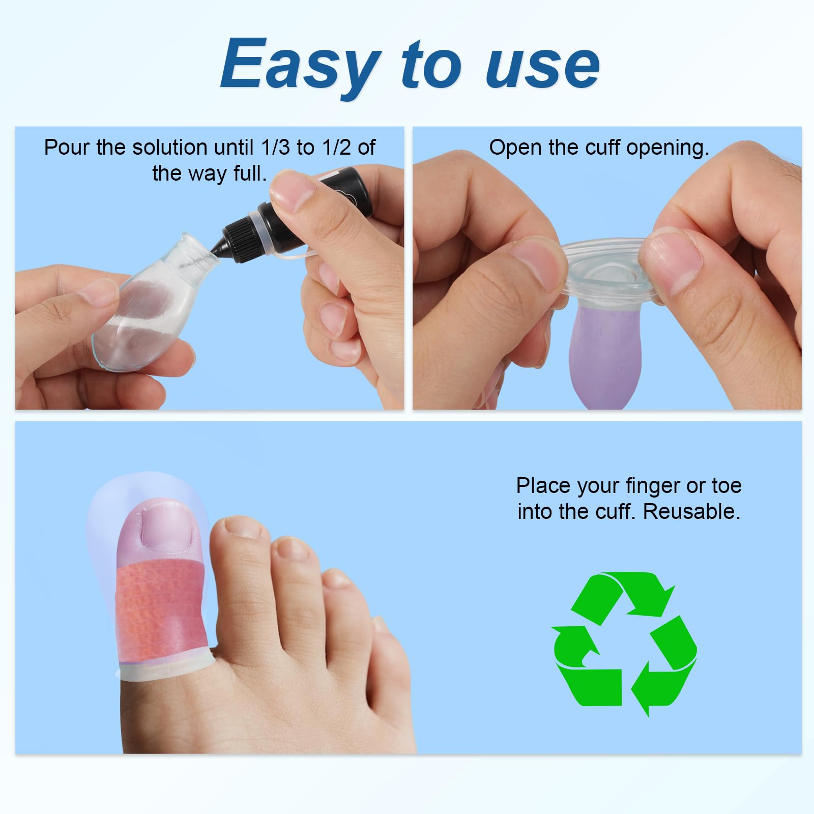 4pcs Waterproof Toe Protector, Reusable Silicone Toe Sleeve with Nursing Bandage for Shower Swimming Pedicure Manicure Nail Soak
