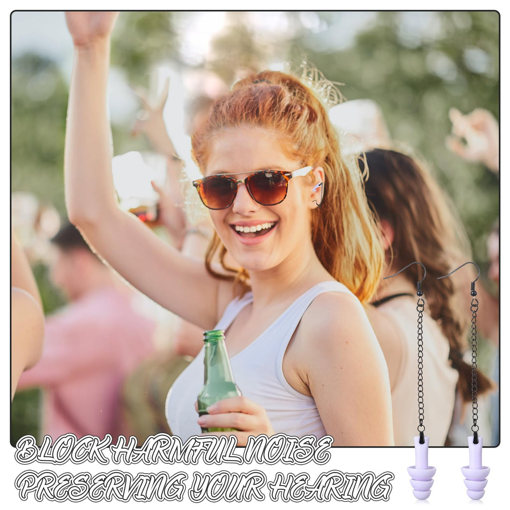 Misdary Earplug Earrings with Case Soft Silicone Earplugs Hanger for Concert, Music Festival, DJs, Nightclub, Traveling, Drummer