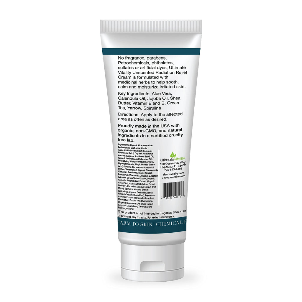 UltimateVitality Unscented Radiation Burn Relief Cream - Calendula Cream for Radiation Patients, Natural, Organic, Paraben, Ptha