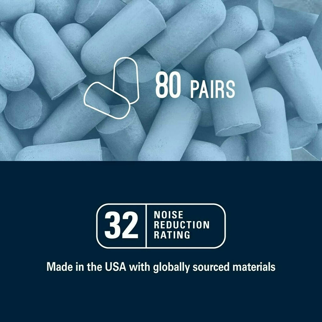 3M Disposable Earplugs For Quiet, Studying & Sleep, 80 Pairs (160 Plugs), Noise Reduction Rating (NRR) 32 dB, Comfortable All Ni