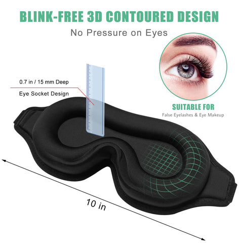 BeeVines Sleep Mask, 2 Pack 3D Contoured Sleeping Eye Masks for Lash Extensions, Night Molded Mask with Adjustable Strap, Eye Sh