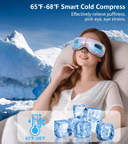 fmlave Eye Massager with Heat and Coolling for Migraines, Dry Eyes, Eye Strains, Eye Massager Mask Heat Cold Tech Bluetooth Musi