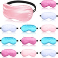 12 Pieces Silk Sleep Mask Pure Silk Sleep Eye Mask with Adjustable Strap Soft and Smooth Eye Cover for Sleeping Blocking out Lig