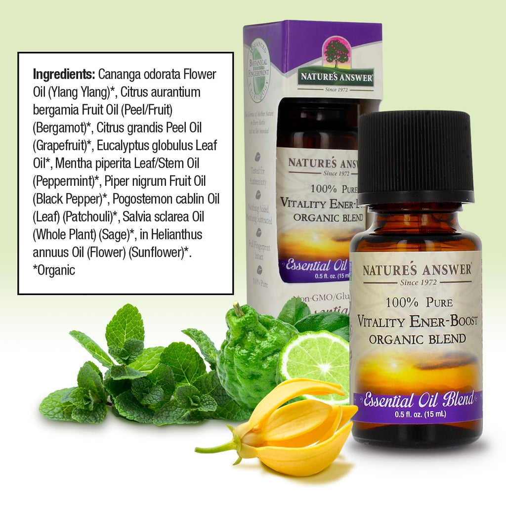 Natures Answer 100% Pure Organic Essential Oil Blend, 0.5-Ounce, Vitality Ener-Boost