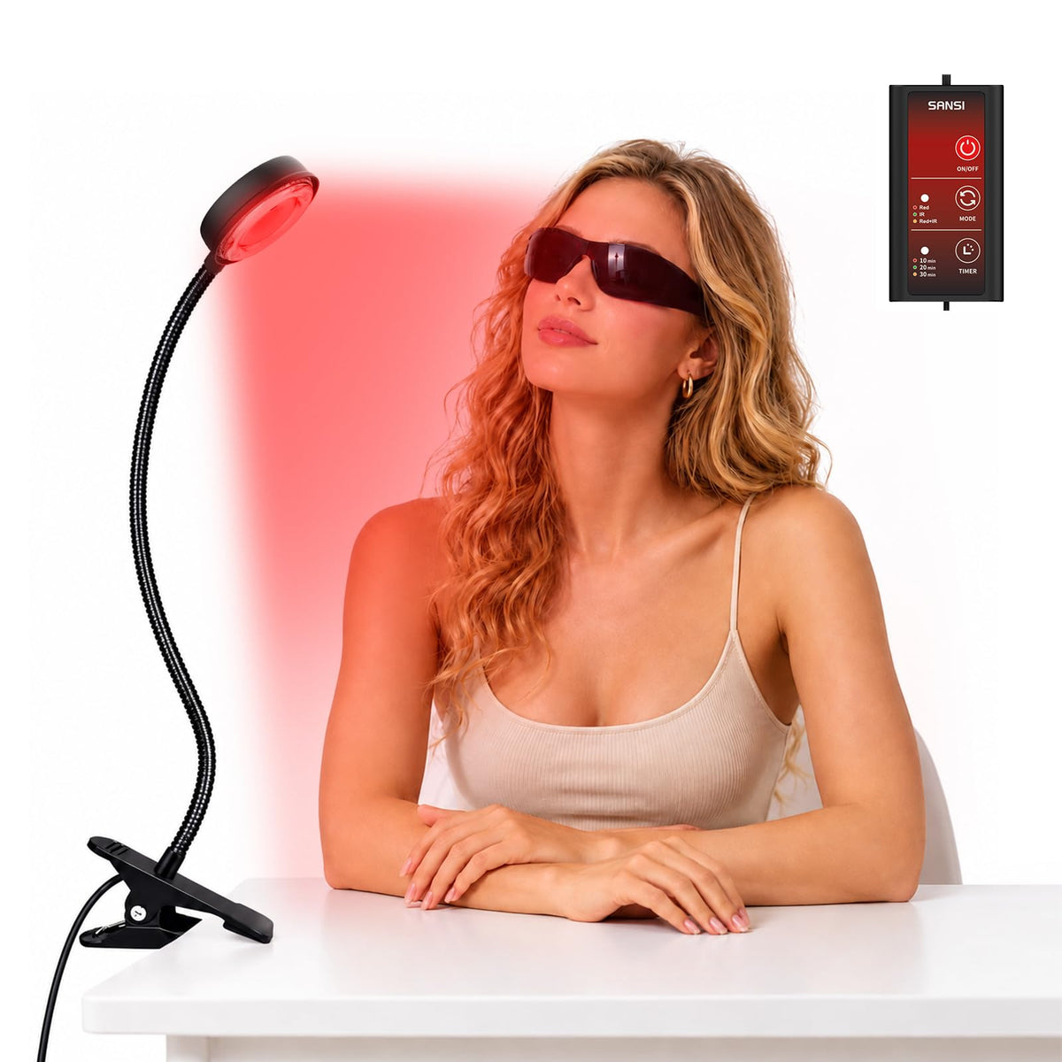 SANSI Red Light Therapy Lamp for Face, 660nm Red & 850nm Infrared