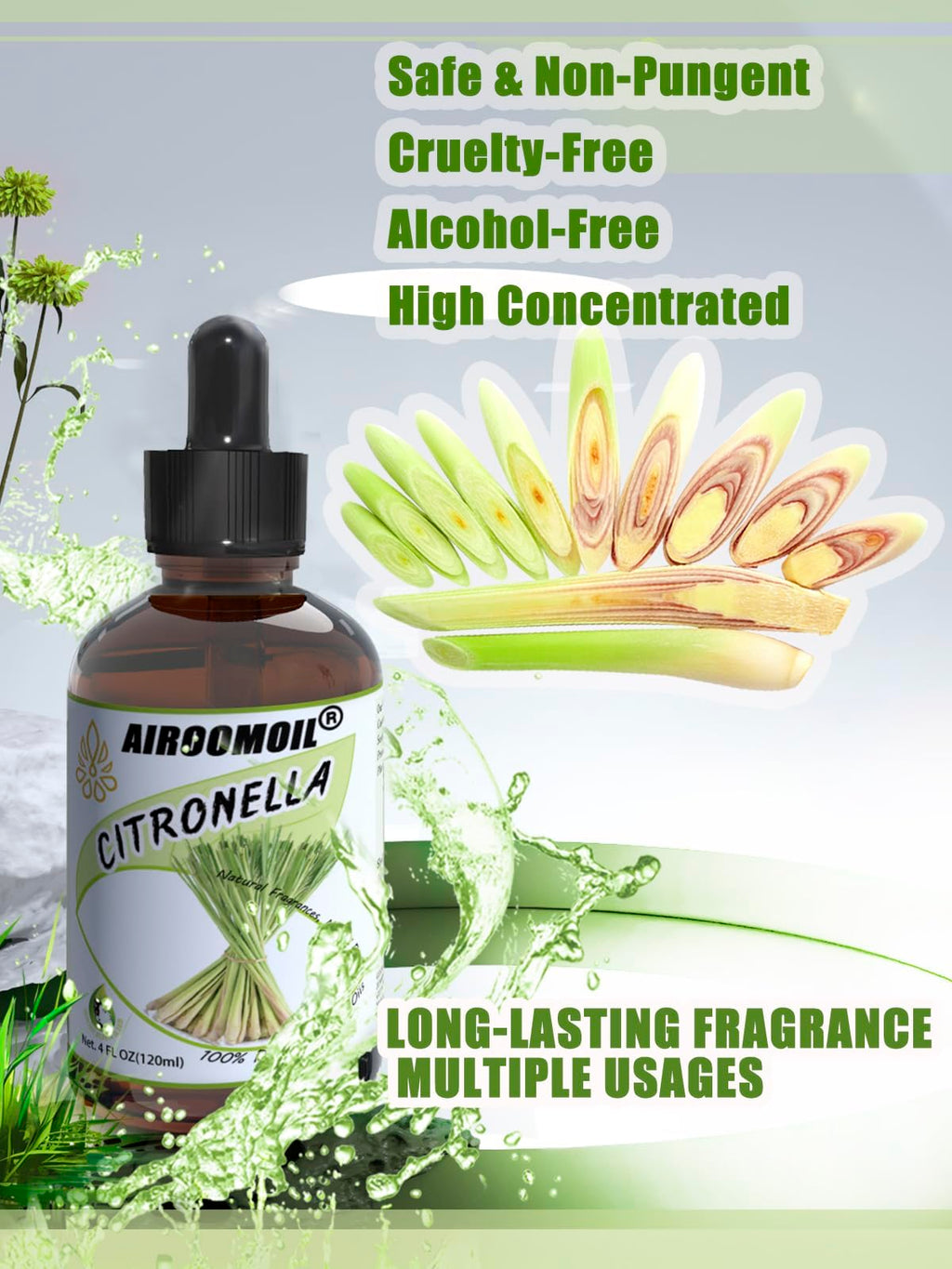 Pure Citronella Essential Oil Natural Aromatherapy Spray for Indoor & Outdoor Use Fragrance Home Use Diffuser Skin Candle Soap M