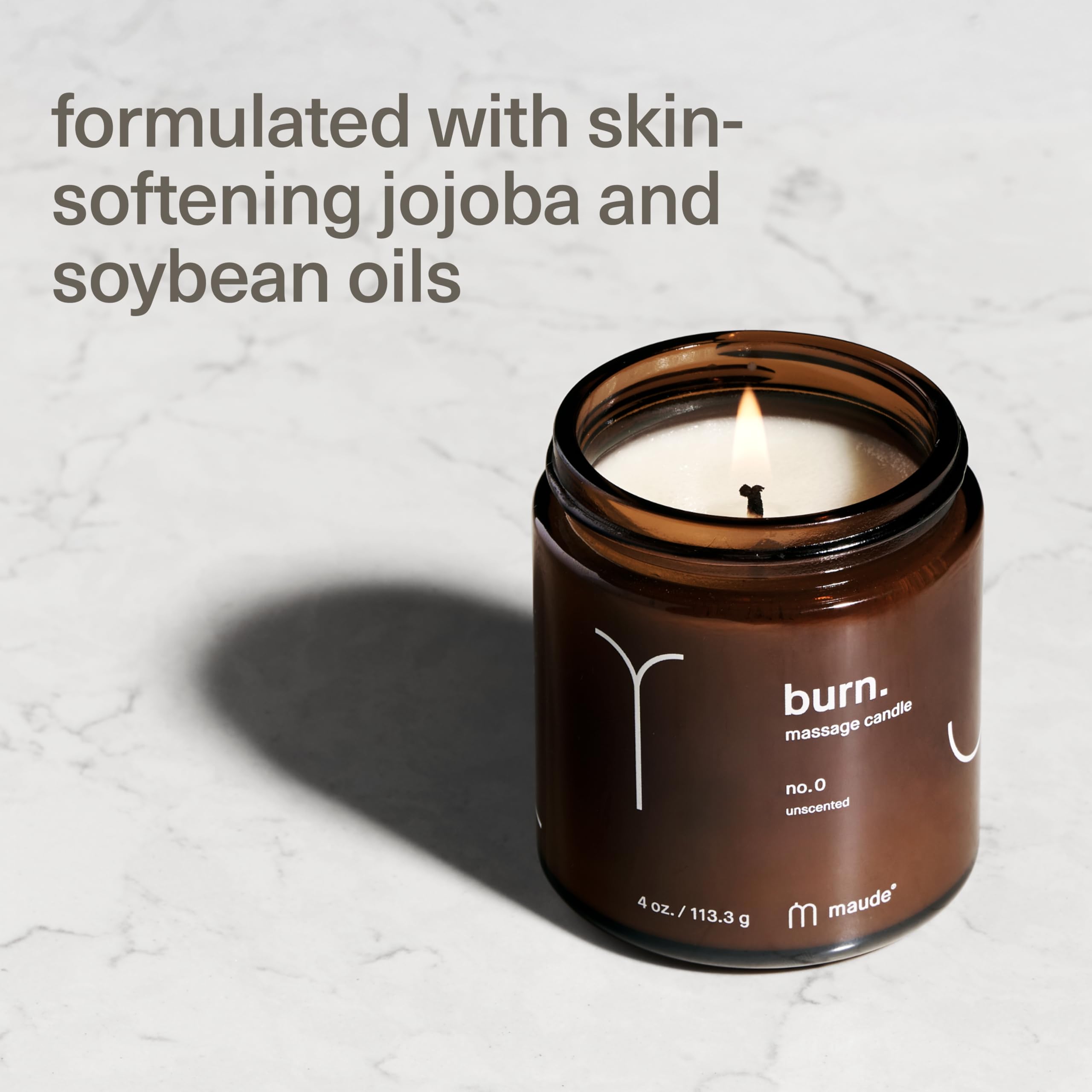 Maude Burn No. 1 - Jojoba Oil Massage Candle with Hydrating, Skin-Softening Soybean Oil - Massage Oil Candle with Notes of Amber