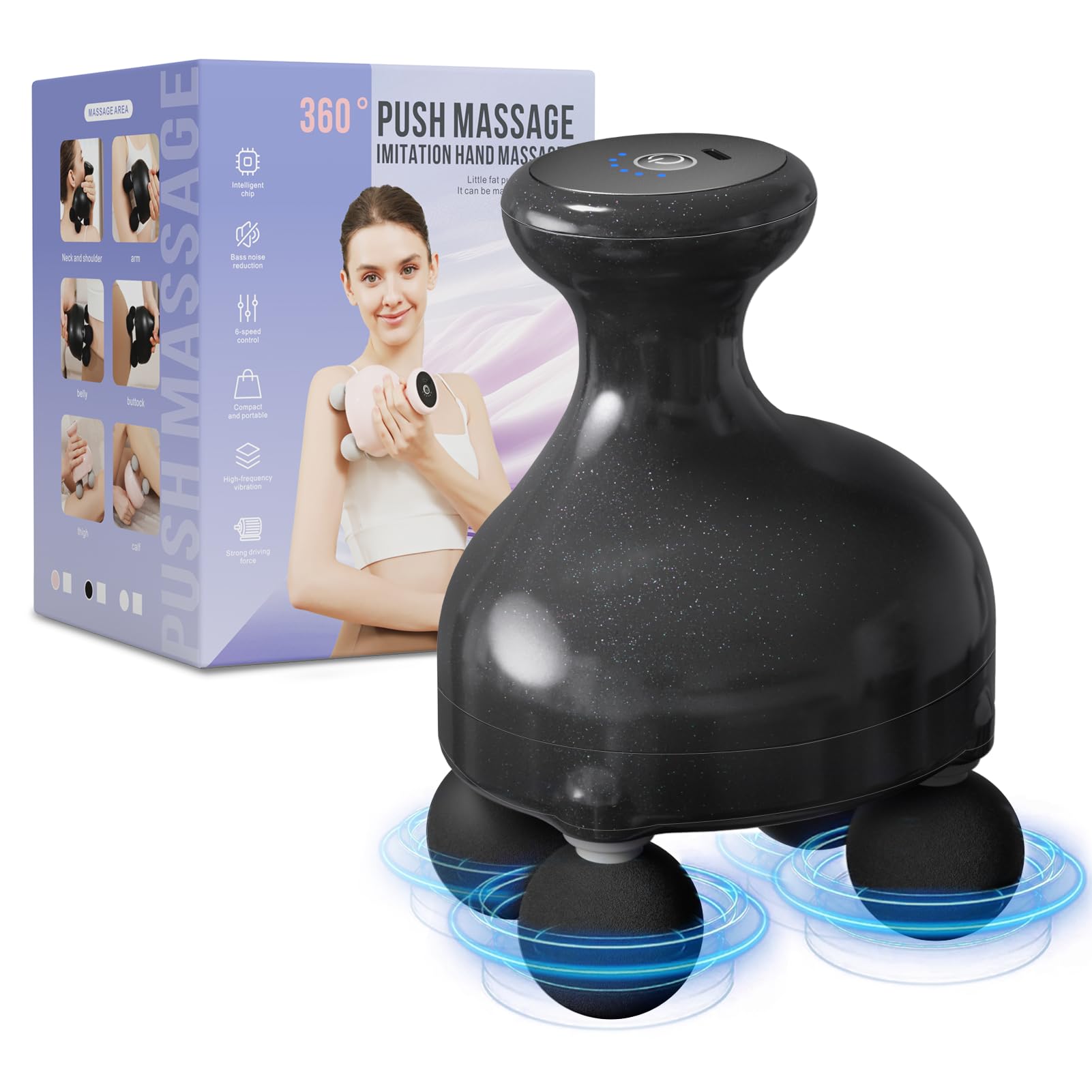 DEITY 4 Heads Handheld Massage Gun Deep Tissue, Electric Body Massager, Percussion Muscle Massager for Easing Shoulder and Back 