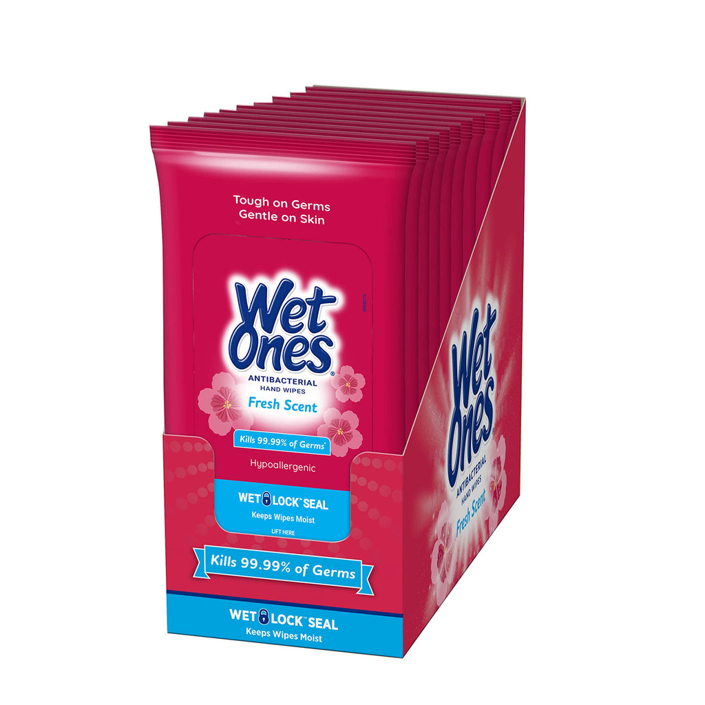 Wet Ones Antibacterial Hand Wipes Case, Fresh Scent | 20 ct. Travel Si ...