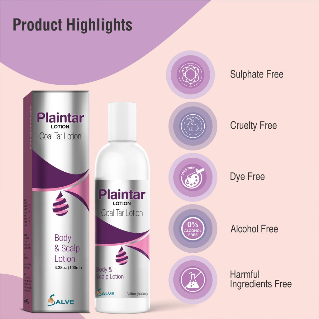 Plaintar Coal Tar Leave on Lotion/Reduces Scaling, Dryness & Itching/Coal Tar Lotion for Dandruff, Psoriasis & Seborrheic Dermat